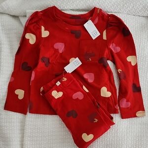 GAP Red Heart Print Girls Set